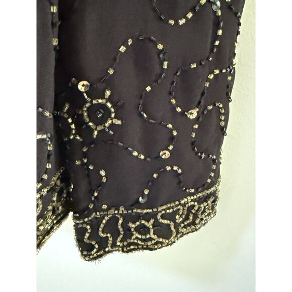 Vtg. JMD New York Black Beaded Sequin Long Sleeve Jacket Size M Cocktail Y2K 80s - Picture 9 of 12